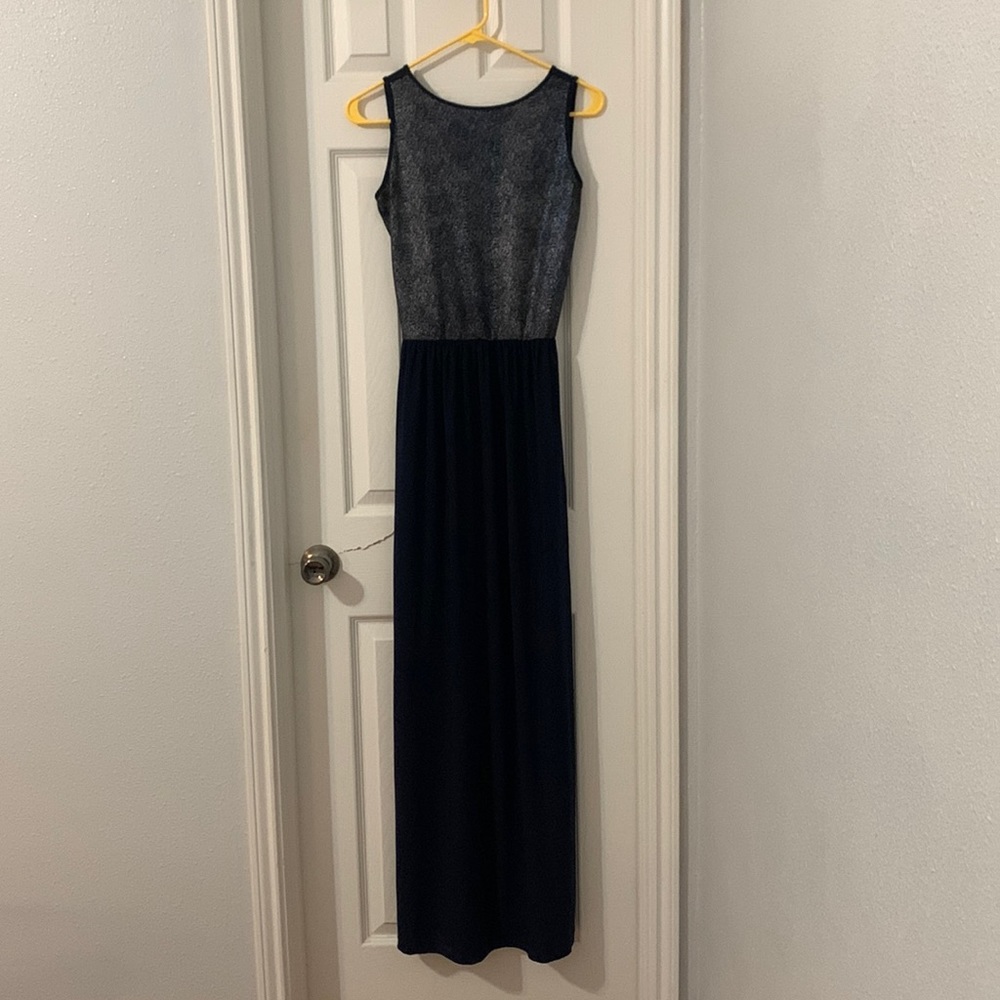 Navy blue, full length dress